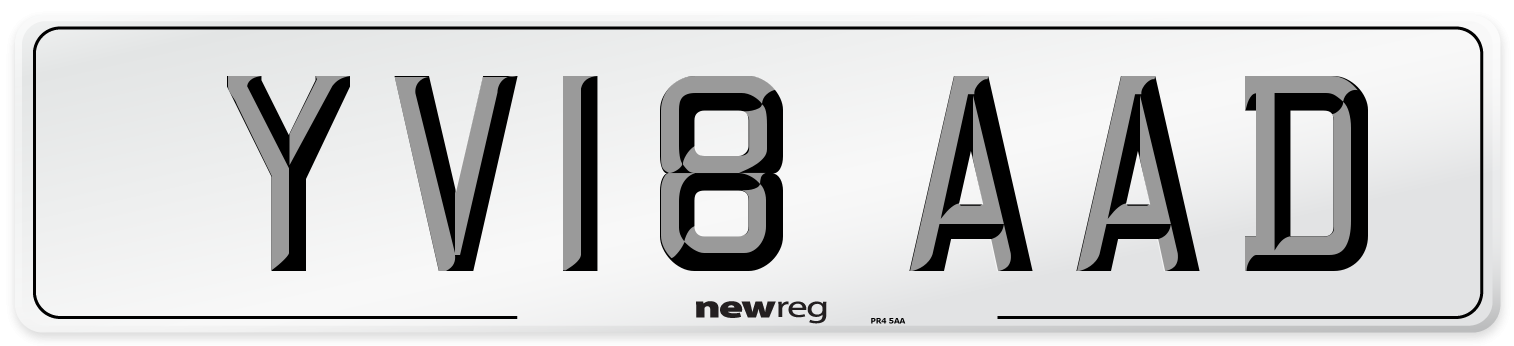 YV18 AAD Number Plate from New Reg
